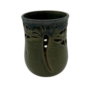 MudWorks Pottery USA Dragonfly Votive Luminary Ombre Blue Green